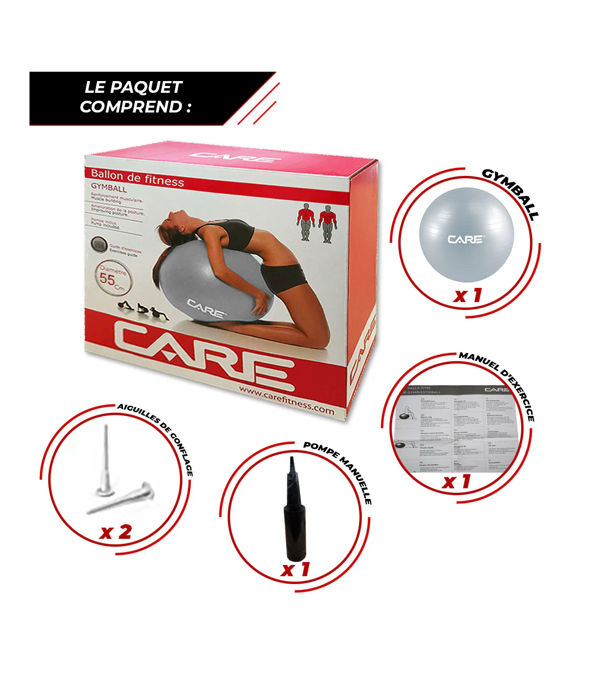 Gym Ball ABS Anti-Burst + Pompe care - Image 7