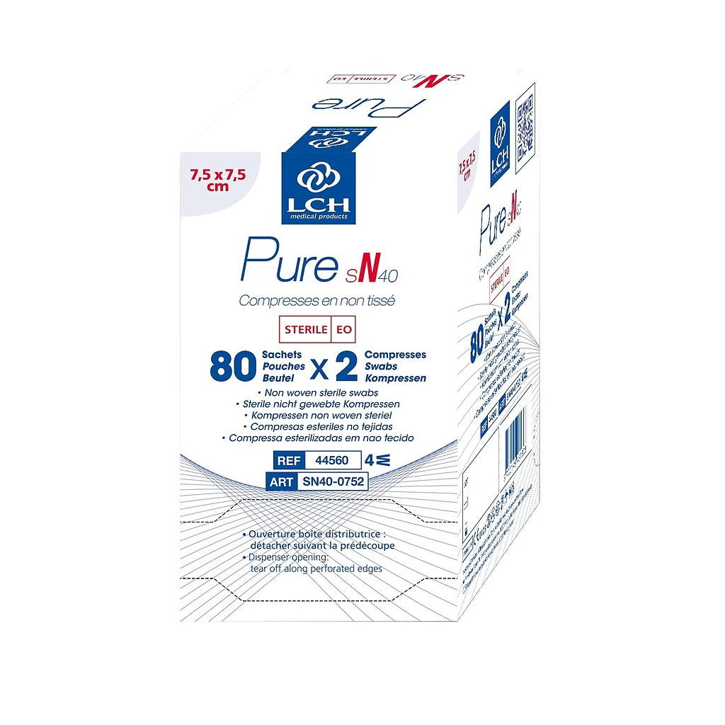 Compresses en non tissé stériles 40g LCH - 7,5x7,5cm - Image 5