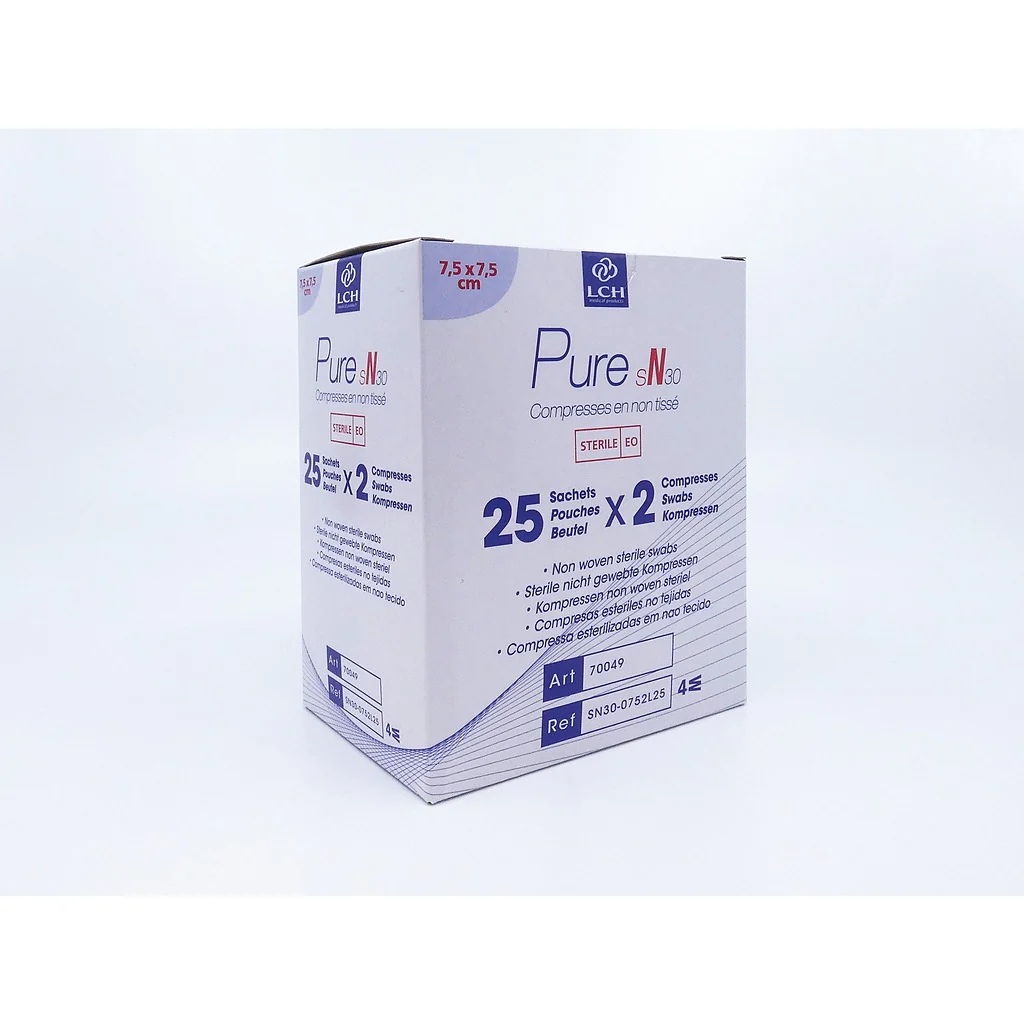 Compresses en non tissé stériles 30g LCH - 7,5x7,5cm - Image 3