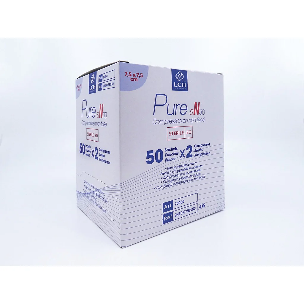 Compresses en non tissé stériles 30g LCH - 7,5x7,5cm - Image 4