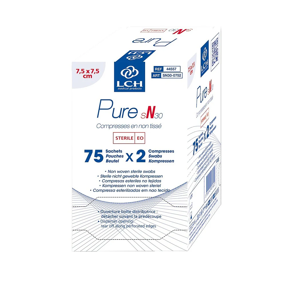 Compresses en non tissé stériles 30g LCH - 7,5x7,5cm - Image 6