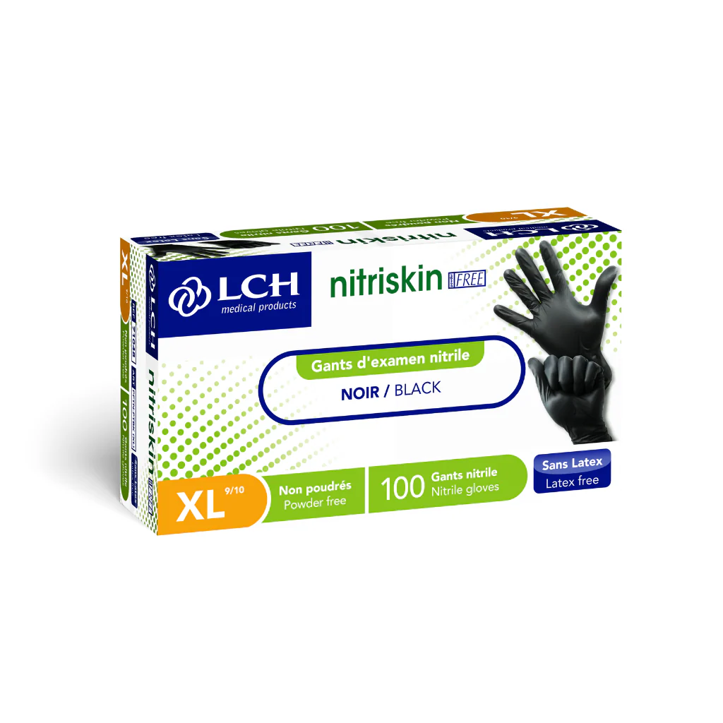 Gants d'examen en nitrile non poudrés Nitriskin LCH - Noir - Image 5