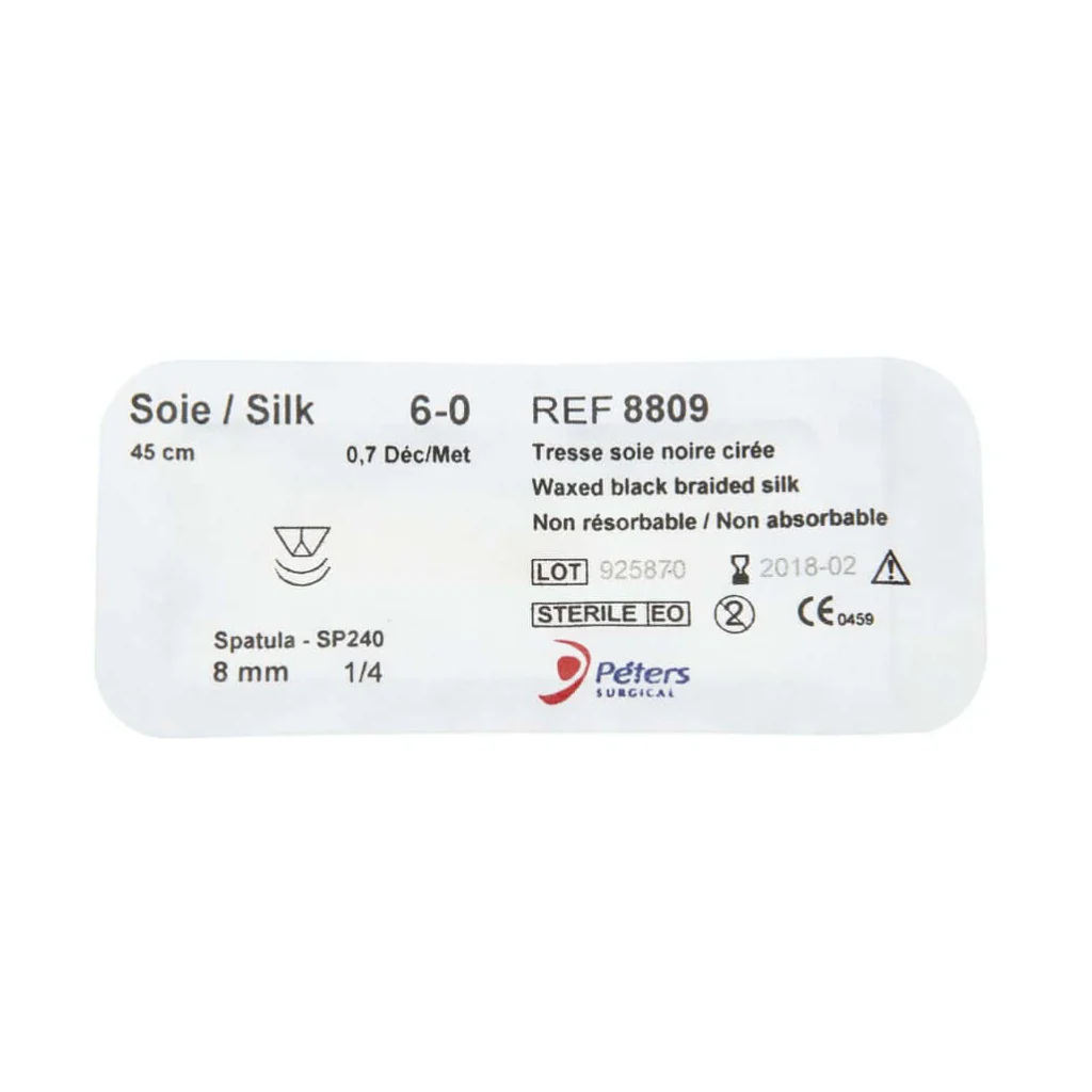 Fil de suture Peters Surgical en soie cirée non résorbable - Boîte de 12 sutures - Image 2