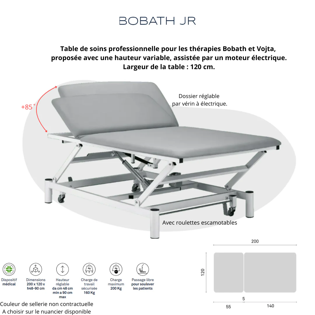 Table électrique Bobath Jr Ferrox à hauteur variable avec roulettes - Image 2