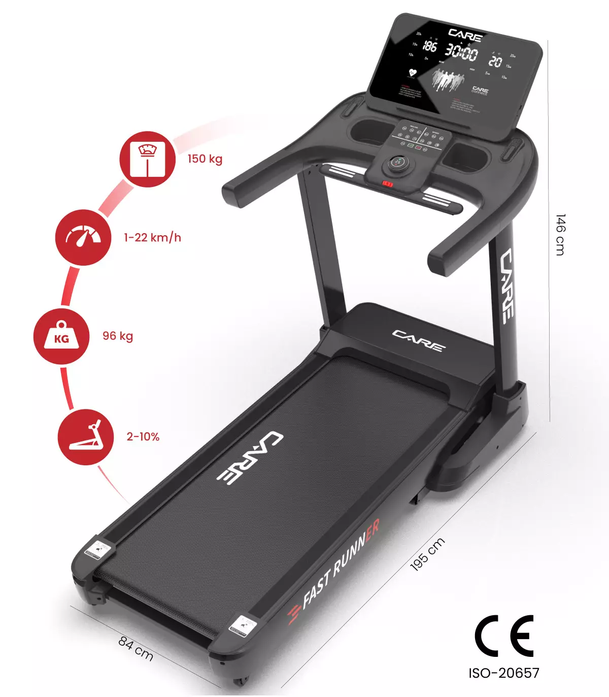Tapis de course 22 km/h Fast Runner SP connecté - CARE - Image 3