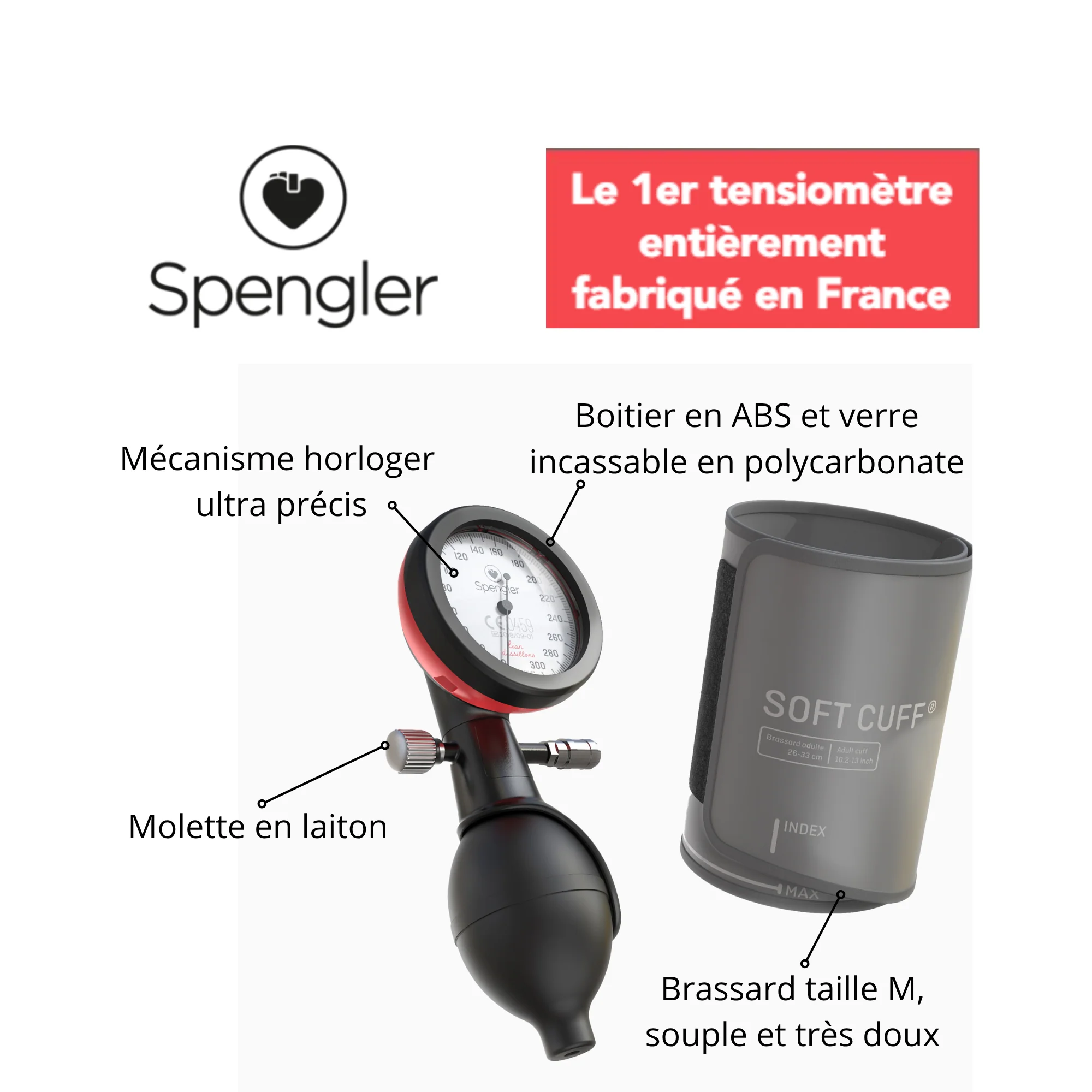 Tensiomètre manuel Lian Dessillons Spengler, avec brassard Adulte M