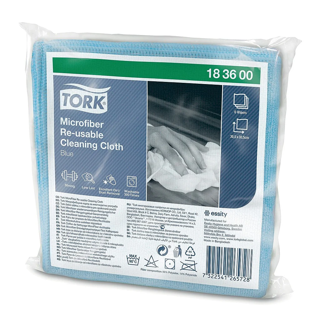 Tork Chiffon de Nettoyage Microfibre réutilisable - 6 lavettes - Image 2