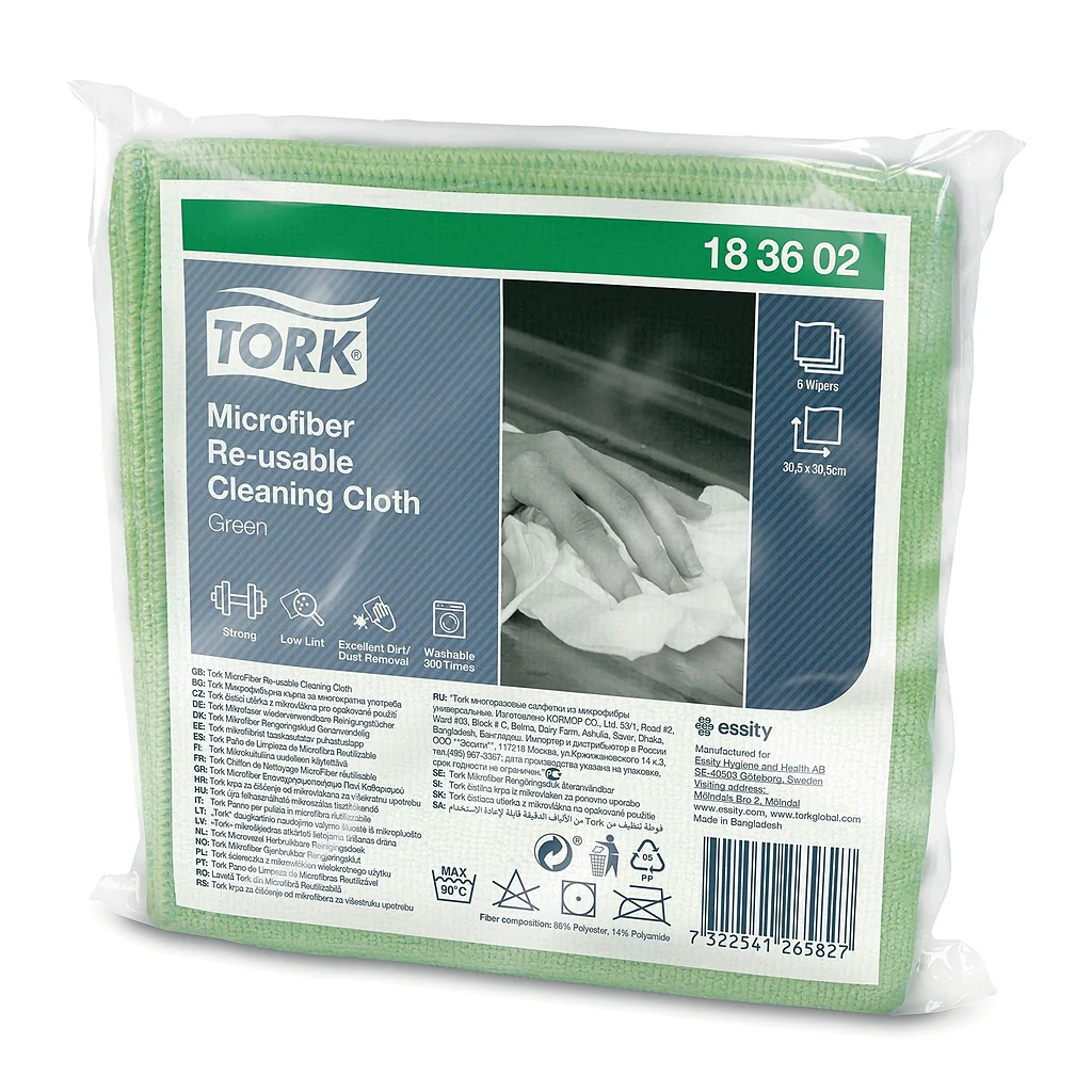 Tork Chiffon de Nettoyage Microfibre réutilisable - 6 lavettes - Image 3